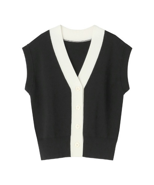 JENNE(ジェンヌ)の「ベスト風ニットトップス(Tシャツ/カットソー・レディース・ホワイト/ブラック・SMALL/LARGE/MEDIUM)」の11枚目の写真