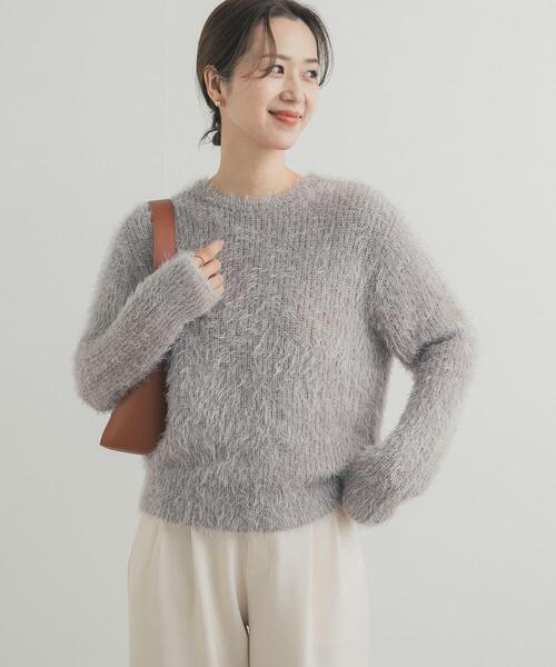 URBAN RESEARCH DOORS(アーバンリサーチドアーズ)の「シャギーニット(ニット/セーター・レディース・ライトグレー/カーキ・FREE)」の6枚目の写真