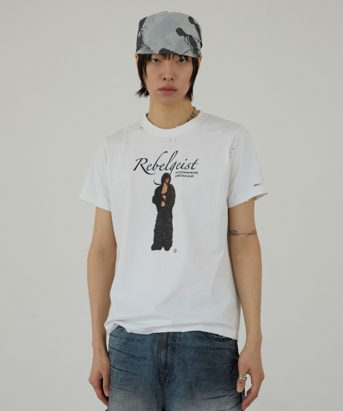 ANOTHERYOUTH(アナザーユース)の「スナイパー ダメージドTシャツ - ホワイト(Tシャツ/カットソー・メンズ・その他・1/2/3)」の4枚目の写真