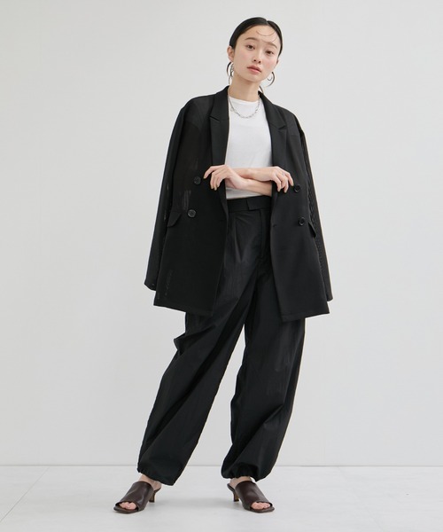 ADAM ET ROPE'（アダムエロペ）の「メッシュジャケット（テーラードジャケット・レディース・ベージュ系その他2/ブラック・FREE）」の3枚目の写真