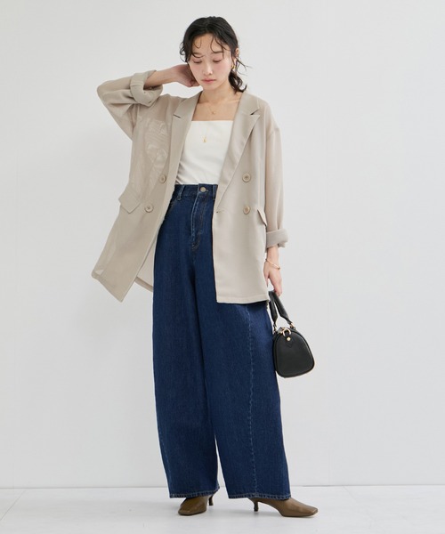 ADAM ET ROPE'（アダムエロペ）の「メッシュジャケット（テーラードジャケット・レディース・ベージュ系その他2/ブラック・FREE）」の5枚目の写真