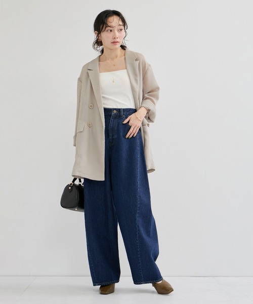 ADAM ET ROPE'（アダムエロペ）の「メッシュジャケット（テーラードジャケット・レディース・ベージュ系その他2/ブラック・FREE）」の6枚目の写真