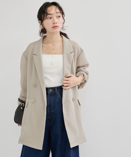 ADAM ET ROPE'（アダムエロペ）の「メッシュジャケット（テーラードジャケット・レディース・ベージュ系その他2/ブラック・FREE）」の7枚目の写真