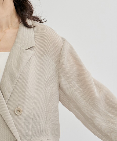 ADAM ET ROPE'（アダムエロペ）の「メッシュジャケット（テーラードジャケット・レディース・ベージュ系その他2/ブラック・FREE）」の13枚目の写真