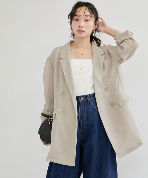 le cercle ADAM ET ROPE'（ルセルクルアダムエロペ）の「メッシュジャケット（テーラードジャケット・レディース・ベージュ系その他2/ブラック・FREE）」の22枚目の写真