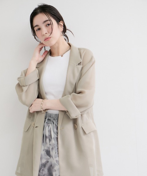 le cercle ADAM ET ROPE'（ルセルクルアダムエロペ）の「メッシュジャケット（テーラードジャケット・レディース・ベージュ系その他2/ブラック・FREE）」の21枚目の写真