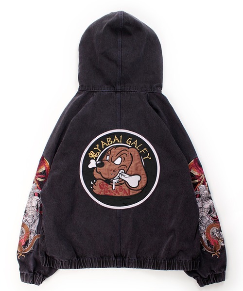 GALFY（ガルフィー）の「【GALFY/ガルフィー】鬼YABAIデニムフーディー（ブルゾン・メンズ・インディゴブルー/パープル/ブラック・XL/L/M）」の9枚目の写真