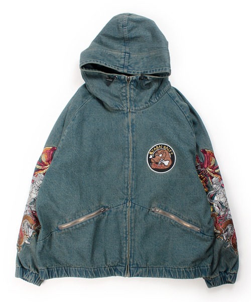 GALFY（ガルフィー）の「【GALFY/ガルフィー】鬼YABAIデニムフーディー（ブルゾン・メンズ・インディゴブルー/パープル/ブラック・XL/L/M）」の6枚目の写真