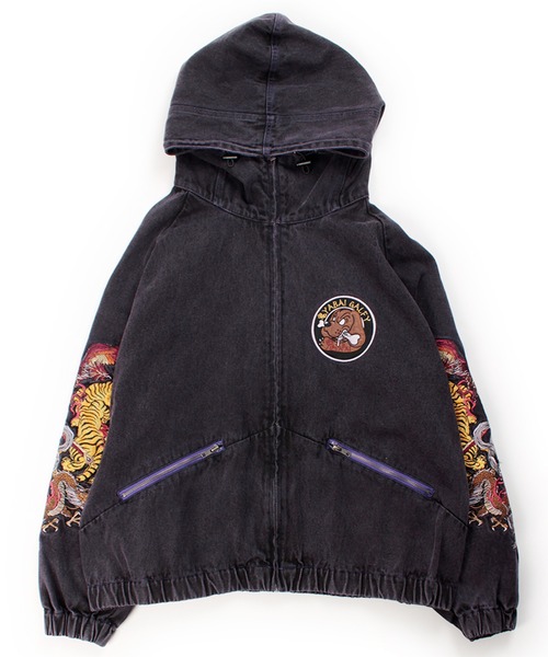 GALFY（ガルフィー）の「【GALFY/ガルフィー】鬼YABAIデニムフーディー（ブルゾン・メンズ・インディゴブルー/パープル/ブラック・XL/L/M）」の8枚目の写真