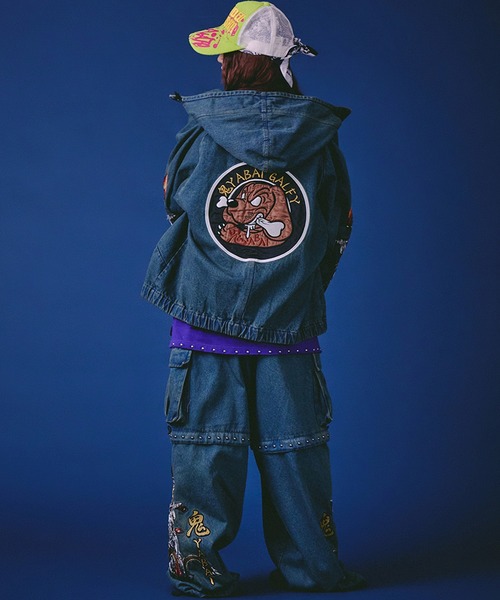 GALFY（ガルフィー）の「【GALFY/ガルフィー】鬼YABAIデニムフーディー（ブルゾン・メンズ・インディゴブルー/パープル/ブラック・XL/L/M）」の17枚目の写真