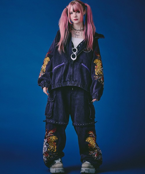 GALFY（ガルフィー）の「【GALFY/ガルフィー】鬼YABAIデニムフーディー（ブルゾン・メンズ・インディゴブルー/パープル/ブラック・XL/L/M）」の18枚目の写真