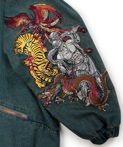 GALFY（ガルフィー）の「【GALFY/ガルフィー】鬼YABAIデニムフーディー（ブルゾン・メンズ・インディゴブルー/パープル/ブラック・XL/L/M）」の12枚目の写真