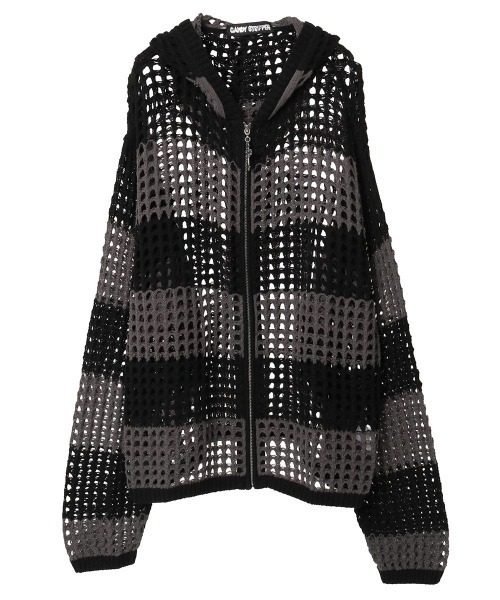 Candy Stripper（キャンディストリッパー）の「MESH KNIT フーディー（パーカー・レディース・チャコール/イエロー/ライトグレー・FREE）」の3枚目の写真