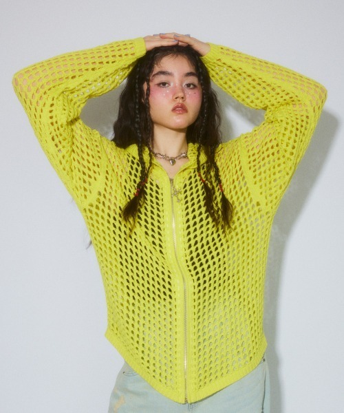 Candy Stripper（キャンディストリッパー）の「MESH KNIT フーディー（パーカー・レディース・チャコール/イエロー/ライトグレー・FREE）」の8枚目の写真