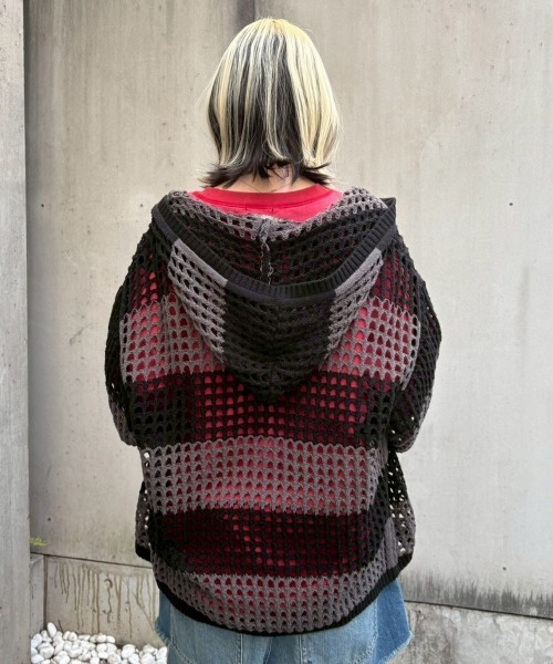 Candy Stripper（キャンディストリッパー）の「MESH KNIT フーディー（パーカー・レディース・チャコール/イエロー/ライトグレー・FREE）」の17枚目の写真