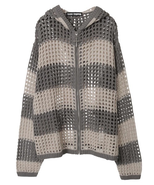 Candy Stripper（キャンディストリッパー）の「MESH KNIT フーディー（パーカー・レディース・チャコール/イエロー/ライトグレー・FREE）」の21枚目の写真