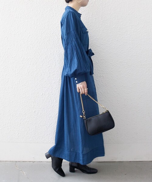 SHIPS any（シップス エニィ）の「SHIPS any:〈手洗い可能〉シアー デニム ポケット ロング シャツ ワンピース（シャツワンピース・レディース・ブルー/ライトブルー・ONE SIZE）」の7枚目の写真