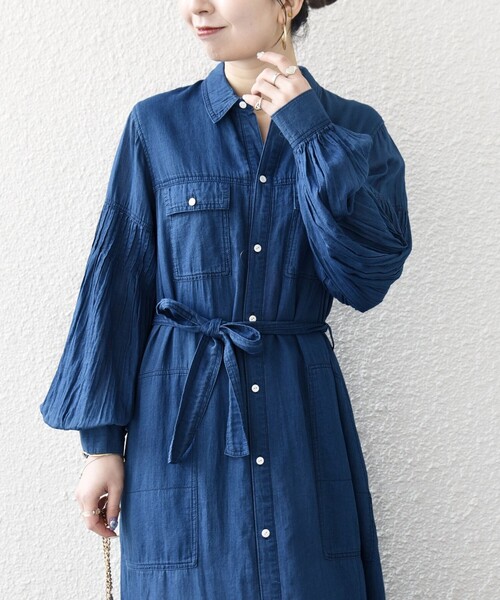 SHIPS any（シップス エニィ）の「SHIPS any:〈手洗い可能〉シアー デニム ポケット ロング シャツ ワンピース（シャツワンピース・レディース・ブルー/ライトブルー・ONE SIZE）」の10枚目の写真