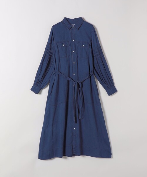 SHIPS any:〈手洗い可能〉シアー デニム ポケット ロング シャツ