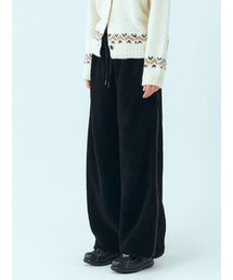 Lace Track Shearling Pants, Black