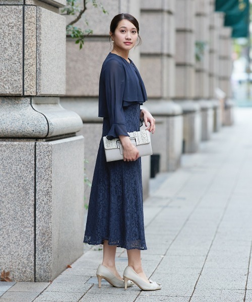 羽織ボレロ風レースワンピースドレス（ドレス）｜Jolie et Jolie