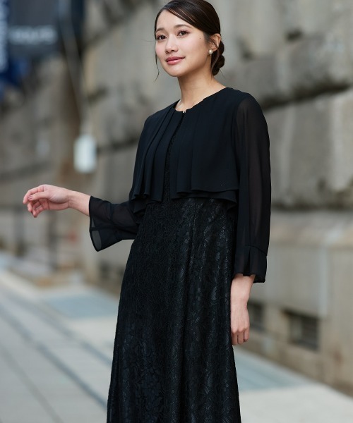 Jolie et Jolie（ジョリーエジョリー）の「羽織ボレロ風レースワンピースドレス（ドレス・レディース・ブラック/ネイビー・M/L/LL/3L/4L/5L）」の20枚目の写真