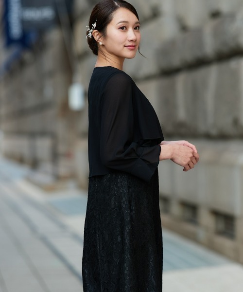Jolie et Jolie（ジョリーエジョリー）の「羽織ボレロ風レースワンピースドレス（ドレス・レディース・ブラック/ネイビー・M/L/LL/3L/4L/5L）」の22枚目の写真