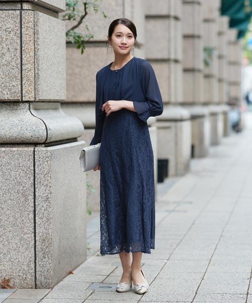 Jolie et Jolie（ジョリーエジョリー）の「羽織ボレロ風レースワンピースドレス（ドレス・レディース・ブラック/ネイビー・M/L/LL/3L/4L/5L）」の10枚目の写真