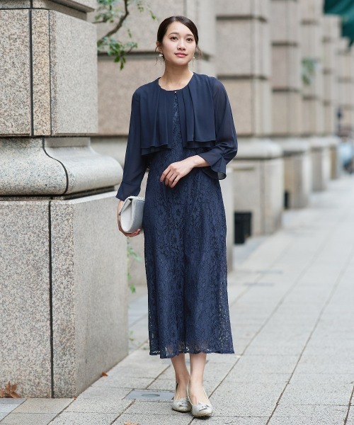Jolie et Jolie（ジョリーエジョリー）の「羽織ボレロ風レースワンピースドレス（ドレス・レディース・ブラック/ネイビー・M/L/LL/3L/4L/5L）」の11枚目の写真
