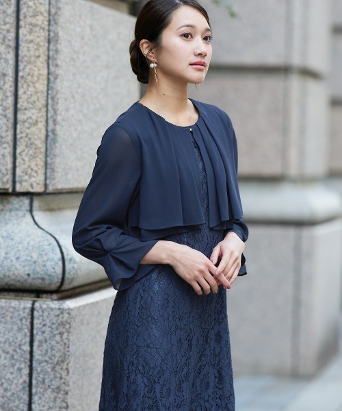 Jolie et Jolie（ジョリーエジョリー）の「羽織ボレロ風レースワンピースドレス（ドレス・レディース・ブラック/ネイビー・M/L/LL/3L/4L/5L）」の13枚目の写真