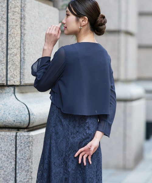Jolie et Jolie（ジョリーエジョリー）の「羽織ボレロ風レースワンピースドレス（ドレス・レディース・ブラック/ネイビー・M/L/LL/3L/4L/5L）」の15枚目の写真