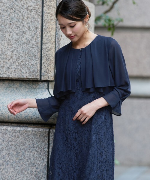 Jolie et Jolie（ジョリーエジョリー）の「羽織ボレロ風レースワンピースドレス（ドレス・レディース・ブラック/ネイビー・M/L/LL/3L/4L/5L）」の17枚目の写真