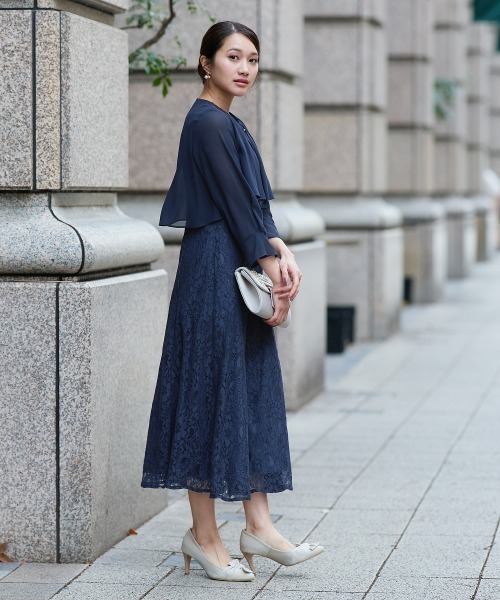 Jolie et Jolie（ジョリーエジョリー）の「羽織ボレロ風レースワンピースドレス（ドレス・レディース・ブラック/ネイビー・M/L/LL/3L/4L/5L）」の19枚目の写真