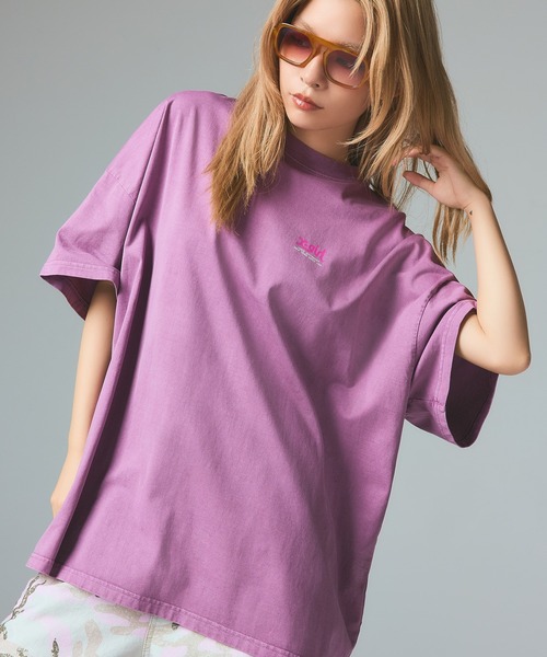 X-girl（エックスガール）の「FADED FACE S/S BIG TEE DRESS（ワンピース・レディース・ブラック/パープル/オリーブ・S/M）」の15枚目の写真