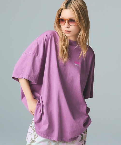 X-girl（エックスガール）の「FADED FACE S/S BIG TEE DRESS（ワンピース・レディース・ブラック/パープル/オリーブ・S/M）」の16枚目の写真