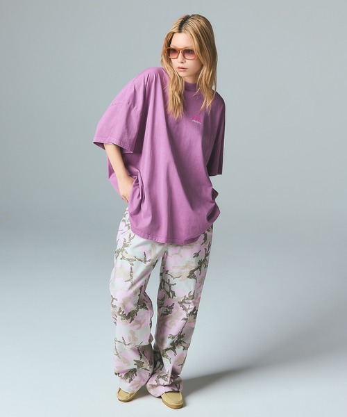 X-girl（エックスガール）の「FADED FACE S/S BIG TEE DRESS（ワンピース・レディース・ブラック/パープル/オリーブ・S/M）」の17枚目の写真