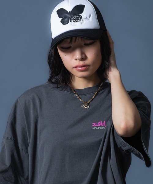 X-girl(エックスガール)の「FADED FACE S/S BIG TEE DRESS(ワンピース・レディース・ブラック/オリーブ/パープル・S/M)」の13枚目の写真