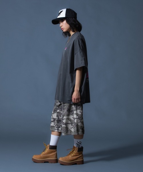 X-girl(エックスガール)の「FADED FACE S/S BIG TEE DRESS(ワンピース・レディース・ブラック/オリーブ/パープル・S/M)」の16枚目の写真