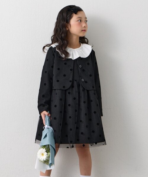 CIAOPANIC TYPY（チャオパニックティピー）の「【KIDS】【フォーマル・セレモニー】 ドットチュールジャケットワンピセット（ワンピース・キッズ・ブラック・SMALL/MEDIUM）」の21枚目の写真