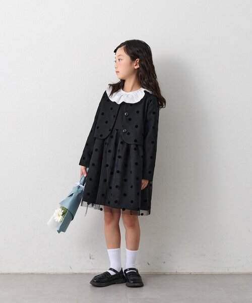 CIAOPANIC TYPY（チャオパニックティピー）の「【KIDS】【フォーマル・セレモニー】 ドットチュールジャケットワンピセット（ワンピース・キッズ・ブラック・SMALL/MEDIUM）」の19枚目の写真