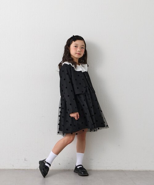 CIAOPANIC TYPY（チャオパニックティピー）の「【KIDS】【フォーマル・セレモニー】 ドットチュールジャケットワンピセット（ワンピース・キッズ・ブラック・SMALL/MEDIUM）」の18枚目の写真