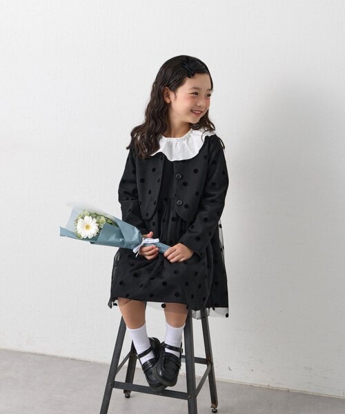 CIAOPANIC TYPY（チャオパニックティピー）の「【KIDS】【フォーマル・セレモニー】 ドットチュールジャケットワンピセット（ワンピース・キッズ・ブラック・SMALL/MEDIUM）」の12枚目の写真