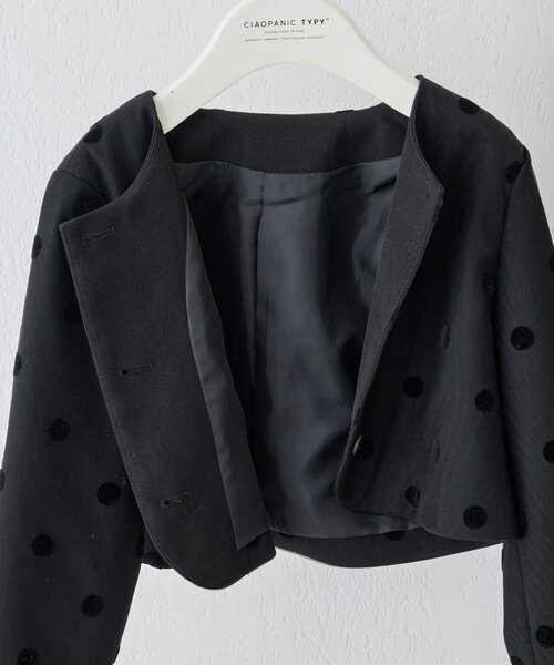 CIAOPANIC TYPY（チャオパニックティピー）の「【KIDS】【フォーマル・セレモニー】 ドットチュールジャケットワンピセット（ワンピース・キッズ・ブラック・SMALL/MEDIUM）」の2枚目の写真