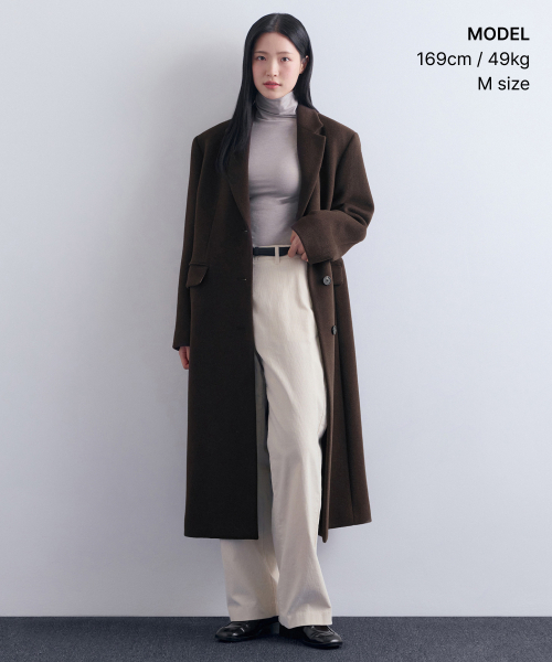 MUSINSA STANDARD WOMAN（ムシンサスタンダードウーマン）の「ウィメンズカシミヤブレンドオーバーショルダーシングルコート[バロックブラウン]（チェスターコート・レディース・その他・LARGE/MEDIUM/SMALL）」の7枚目の写真