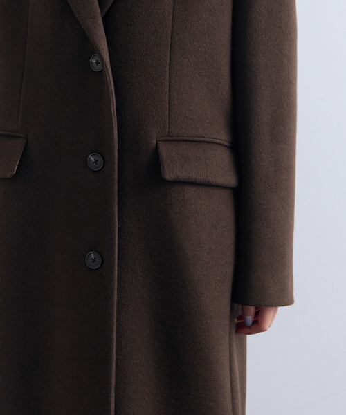 MUSINSA STANDARD WOMAN（ムシンサスタンダードウーマン）の「ウィメンズカシミヤブレンドオーバーショルダーシングルコート[バロックブラウン]（チェスターコート・レディース・その他・LARGE/MEDIUM/SMALL）」の4枚目の写真