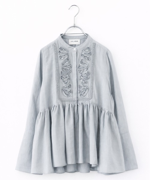 Marilyn Moon（マリリンムーン）の「code embroidery diamond tuck blouse（シャツ/ブラウス・レディース・オフホワイト/ネイビー/グレー/ブラック・FREE）」の20枚目の写真