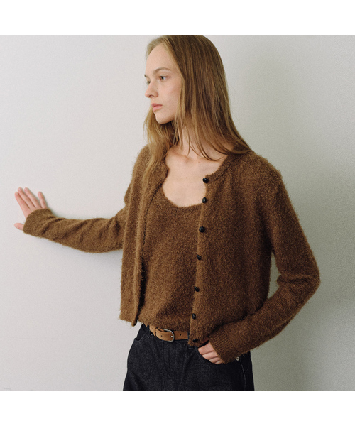 Hairy button knit cardigan