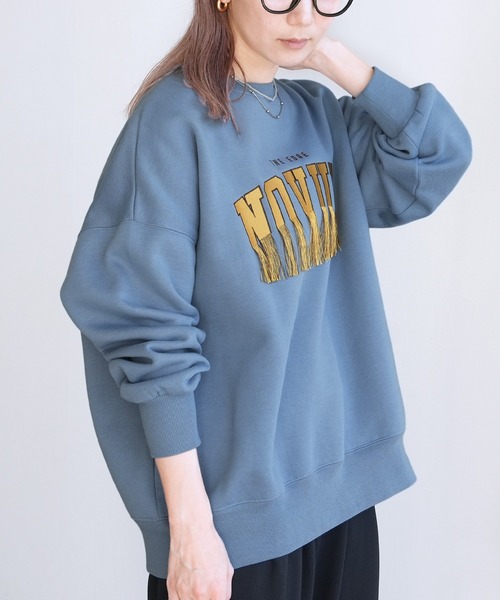 reca(レカ)の「フリンジロゴ刺繍BIGプルオーバー(スウェット・レディース・オートミール/チャコール/ブルー・FREE)」の13枚目の写真