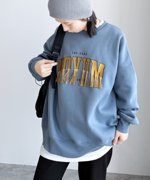 reca(レカ)の「フリンジロゴ刺繍BIGプルオーバー(スウェット・レディース・オートミール/チャコール/ブルー・FREE)」の16枚目の写真