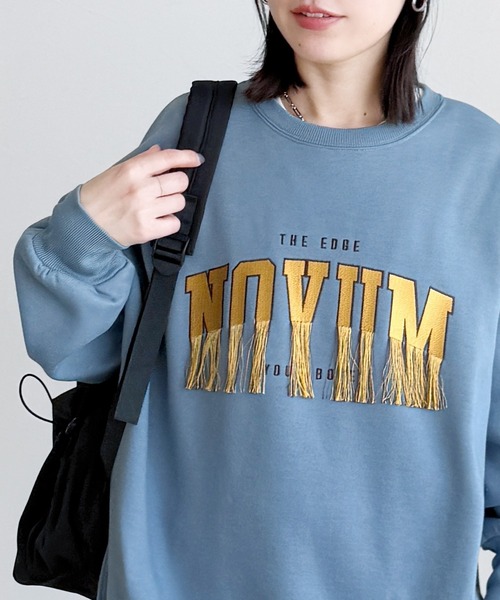 reca(レカ)の「フリンジロゴ刺繍BIGプルオーバー(スウェット・レディース・オートミール/チャコール/ブルー・FREE)」の17枚目の写真